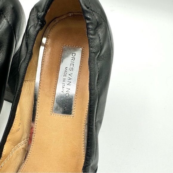 DRIES VAN NOTEN BLACK LEATHER HEELS CHUNKY HEELS WOMEN MADE IN ITALY  39.5 - Picture 11 of 16